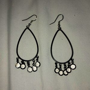Black and glass diamond earrings